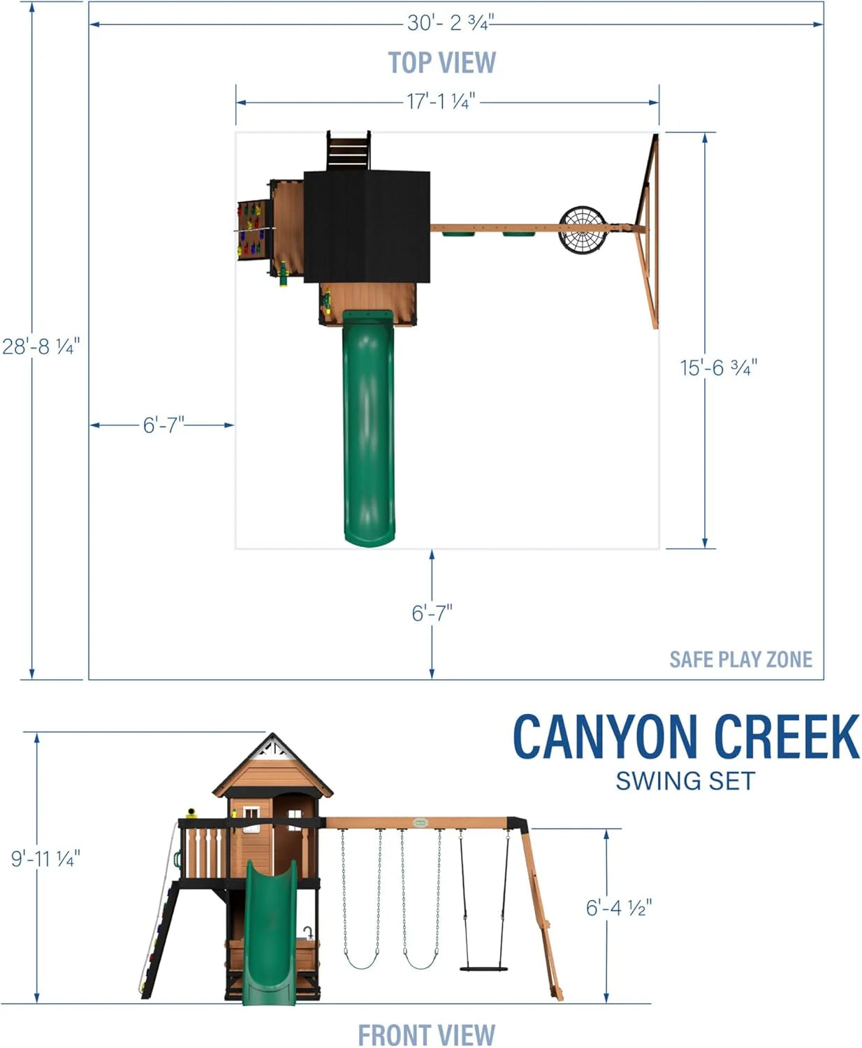 Backyard Discovery Canyon Creek Cedar Wood Swing Set with Wave Slide. Clubhouse. Play Kitchen. Picnic Area - Product image 3
