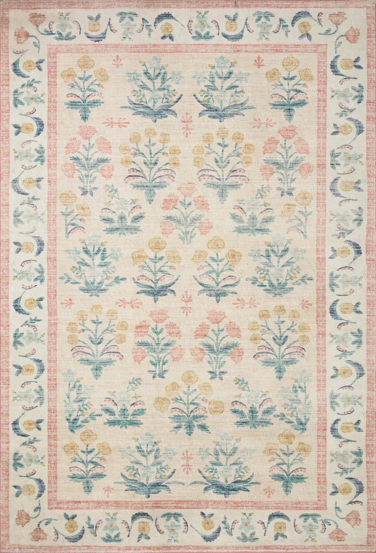 Rifle Paper Co. x Loloi 5'0" x 7'6" Blush Eden feat. CloudPile Mughal Rose (EDE-01) Area Rug - Product image 1