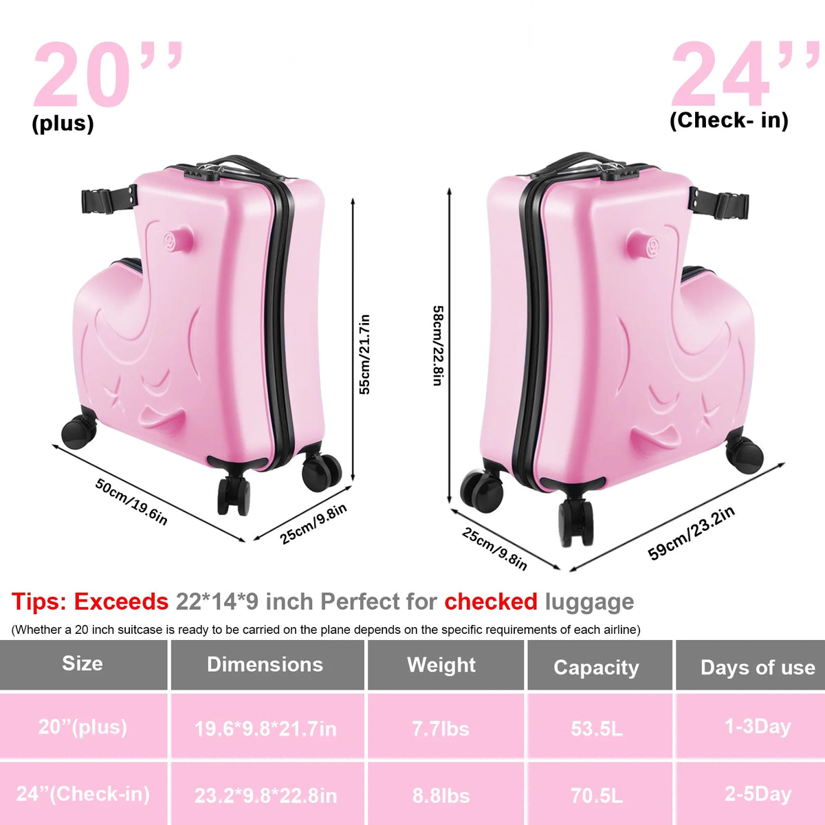 VAHIGCY Kids Luggage, Kids Ride - on Luggage with Spinner Wheels Suitcase, Kid'S Ride - Product image 14