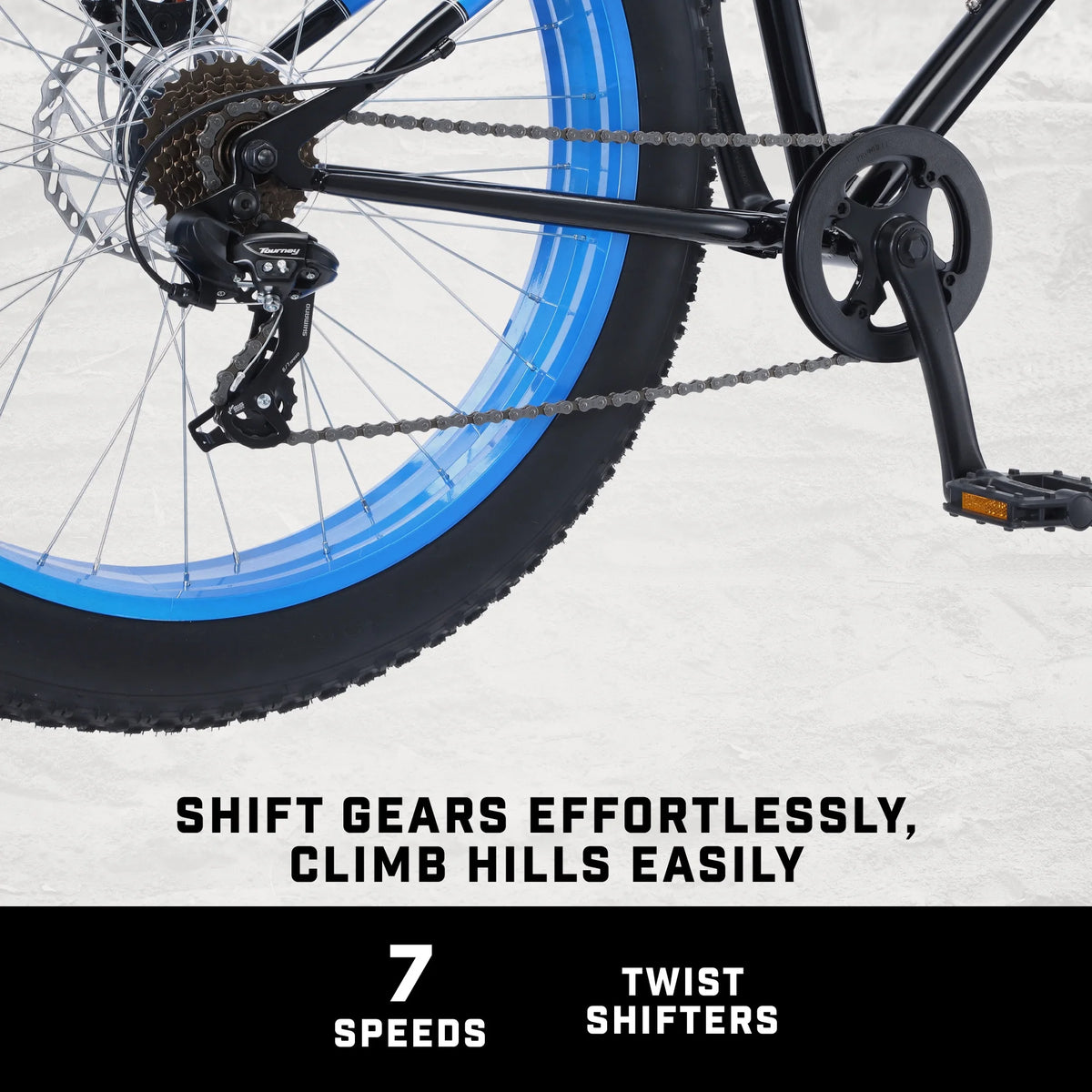 26" Mongoose Dolomite Mens Fat Tire Bike, 7 Speeds, Adults Age 13+, Black - Product image 5