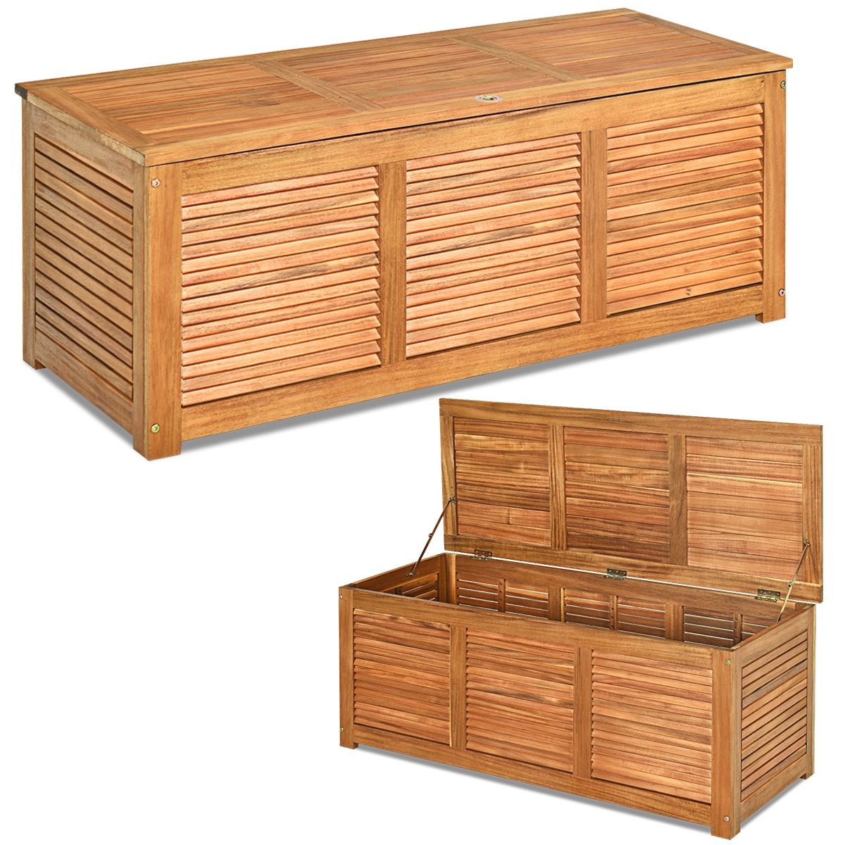 Acacia Wood Trunk Storage Box 120 x 45 x 45 cm Max Load 150KG for Terrace Garden or Courtyard Nature -