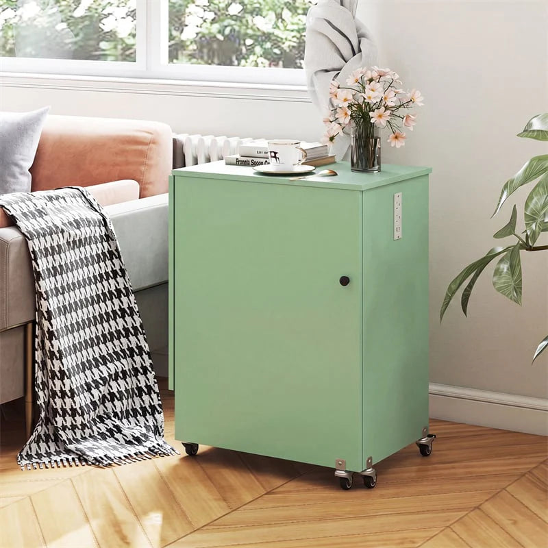 Folding Sewing Table with Charging Station, Rolling Craft Table w/ 3 Storage Trays & Shelf - Product image 50