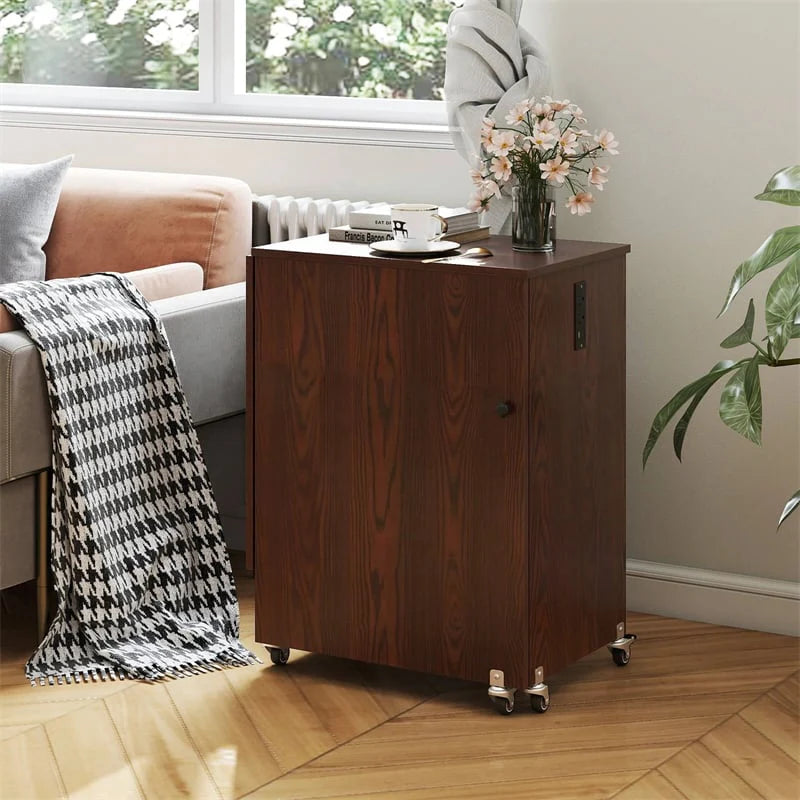 Folding Sewing Table with Charging Station, Rolling Craft Table w/ 3 Storage Trays & Shelf - Product image 18