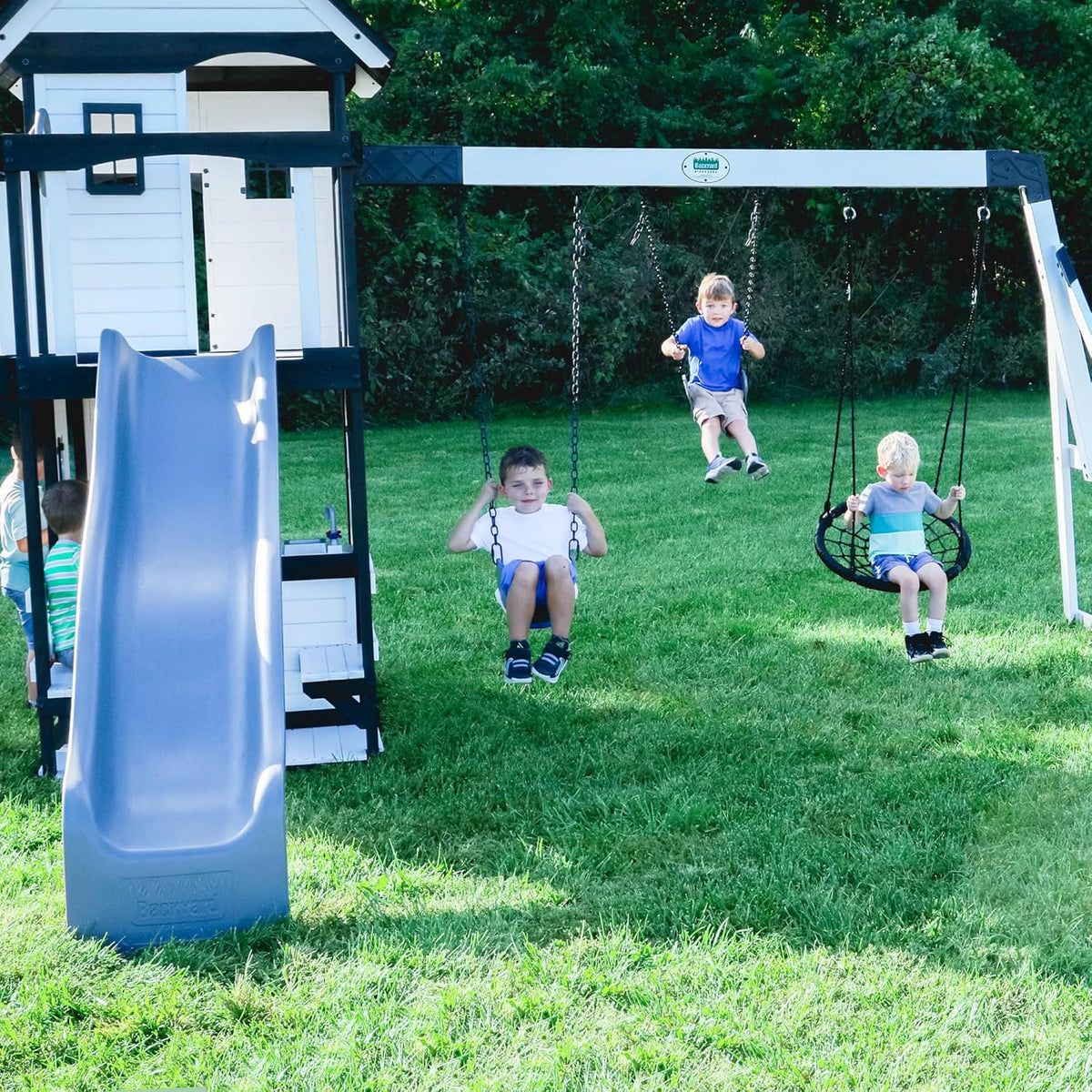 Backyard Discovery Canyon Creek Cedar Wood Swing Set with Wave Slide. Clubhouse. Play Kitchen - Product image 19