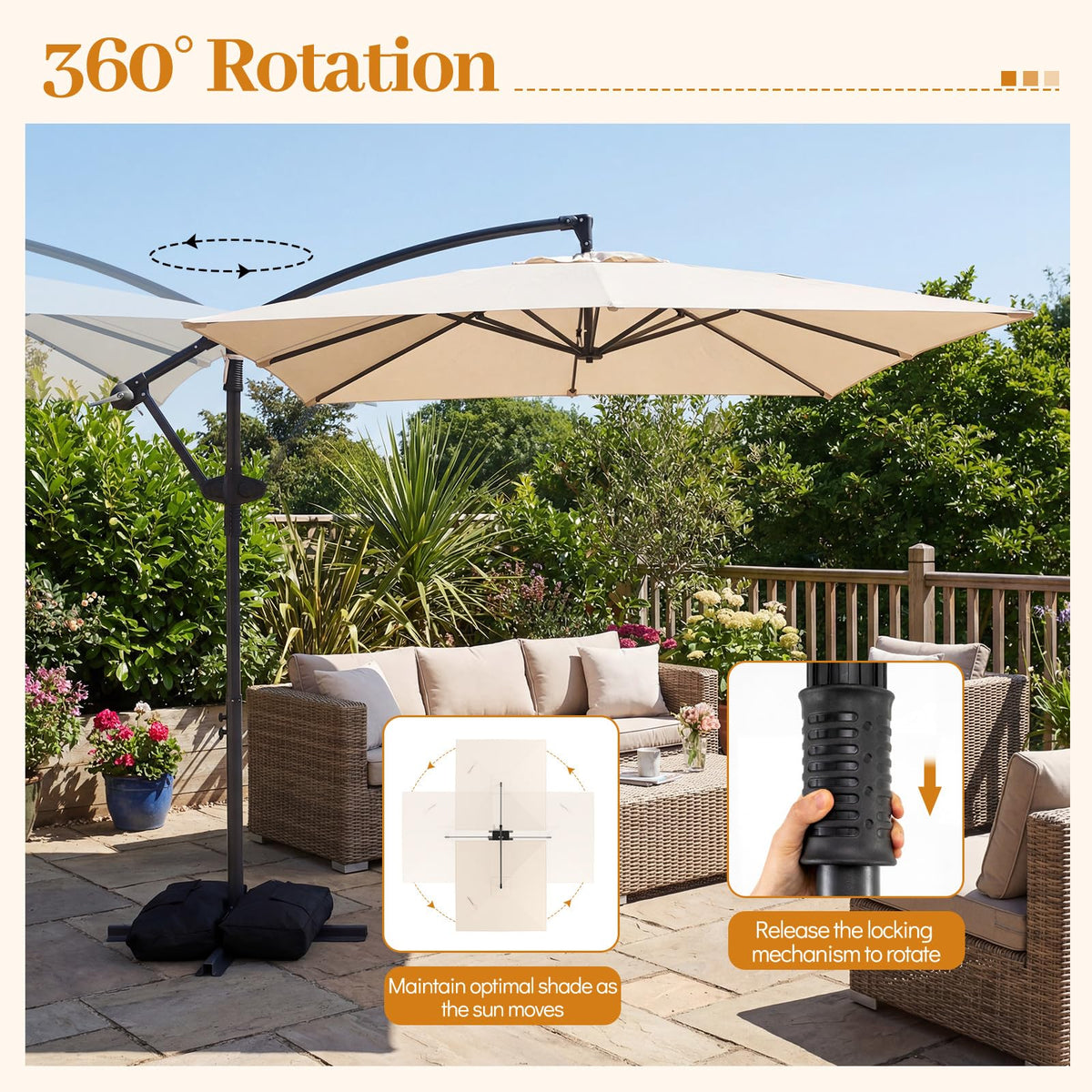 Tangkula 8x8 FT Patio Umbrella with Base Included - Product image 3