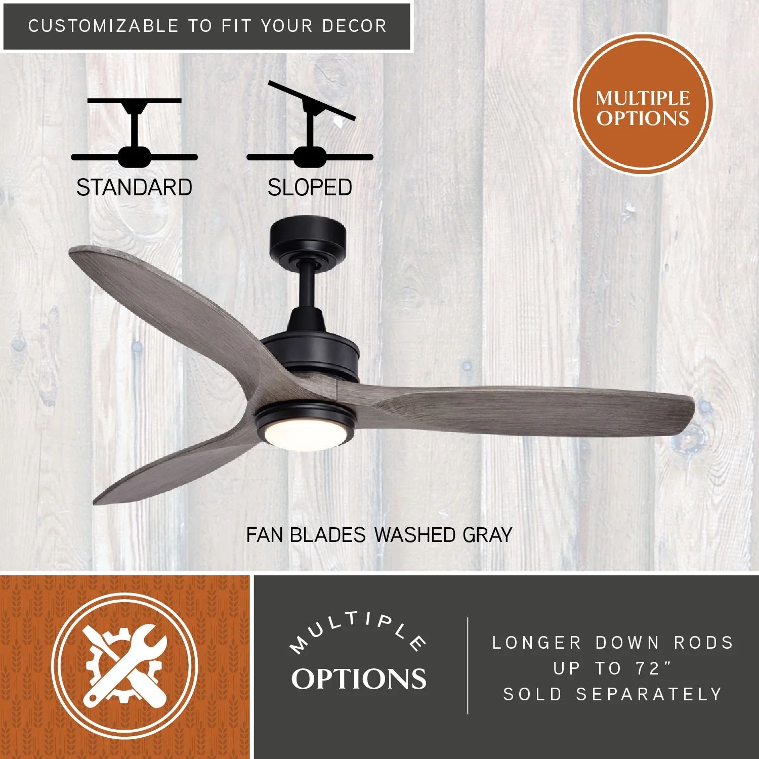 Vaxcel Curtiss Satin Brass Mid - Century Modern MCM Wood Propeller Ceiling Fan with LED Light Kit and - Product image 24