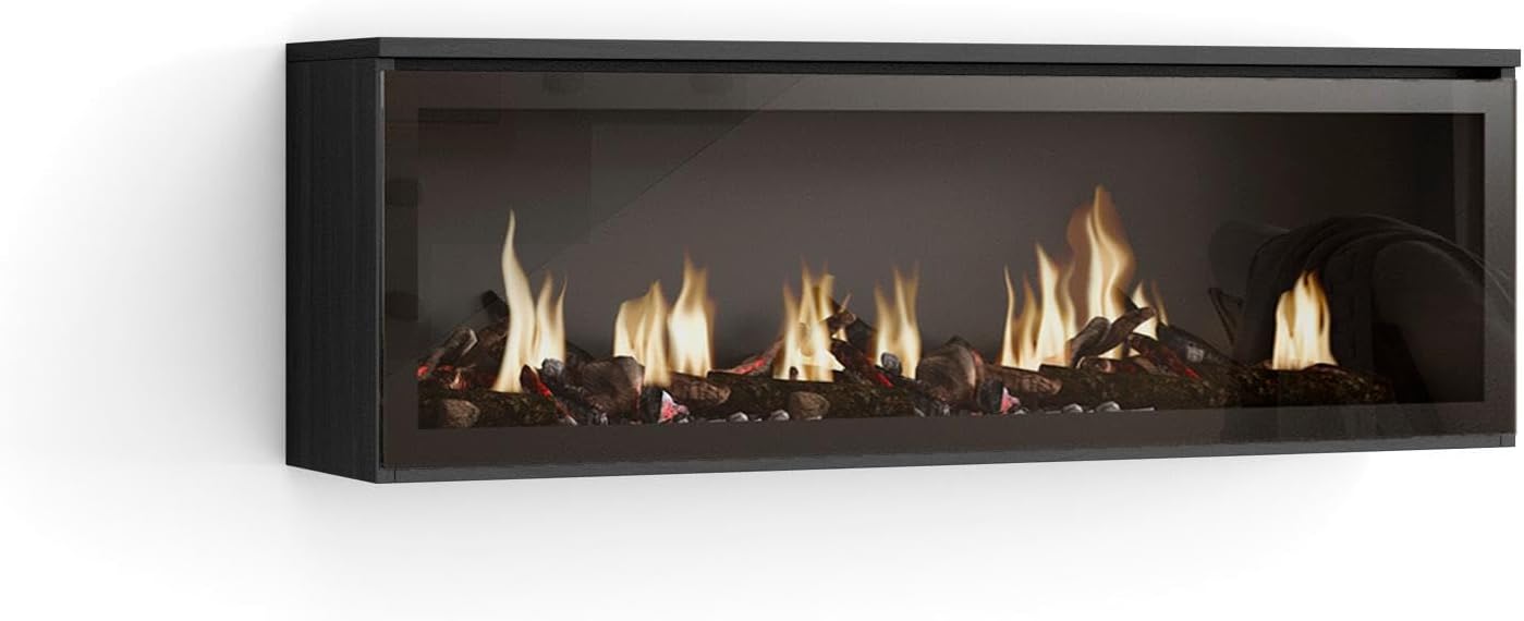 SKRAUT HOME | LED electric fireplace | Flame Effect | 107x38x25cm | Living room - Dining room | Decorative | Modern Style | Blacks