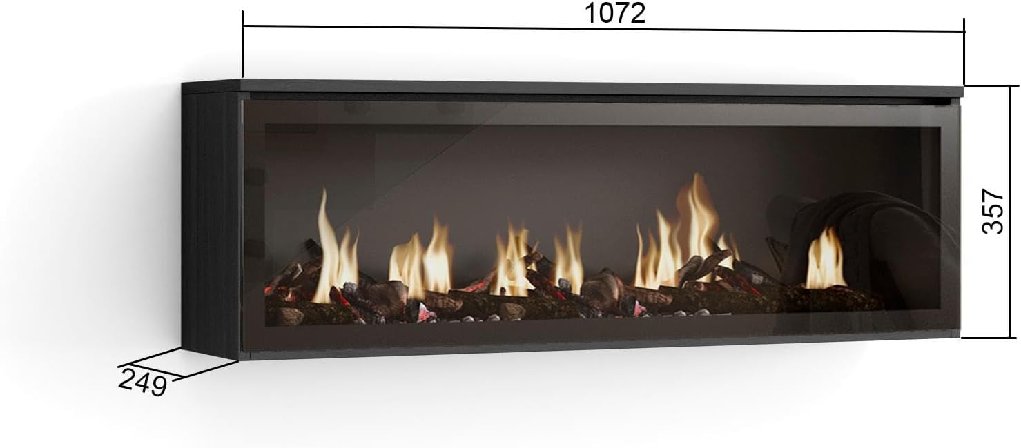 SKRAUT HOME | LED electric fireplace | Flame Effect | 107x38x25cm | Living room - Dining room | Decorative | Modern Style | Blacks