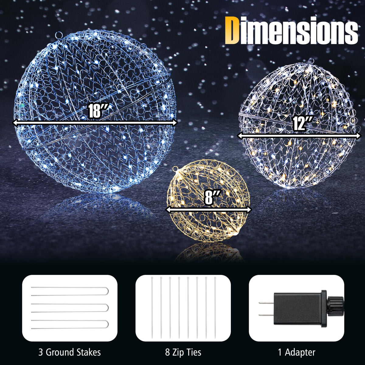 Tangkula 3 Pack Christmas LED Light Balls for Tree - Product image 6