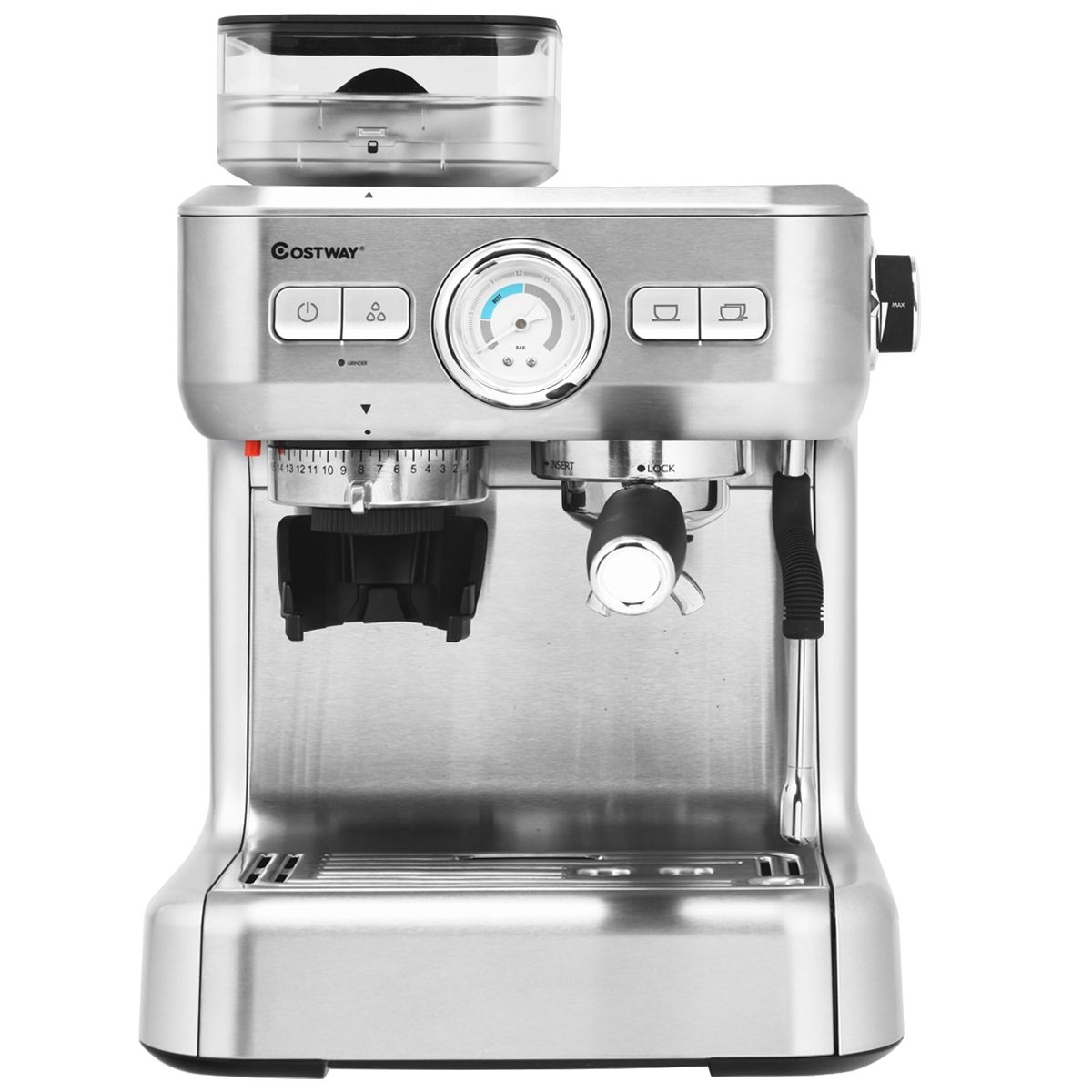 Automatic Coffee Machine with Bean Grinder 1350W 30 Adjustable Coffee Powder Levels Adjustable Temperature -
