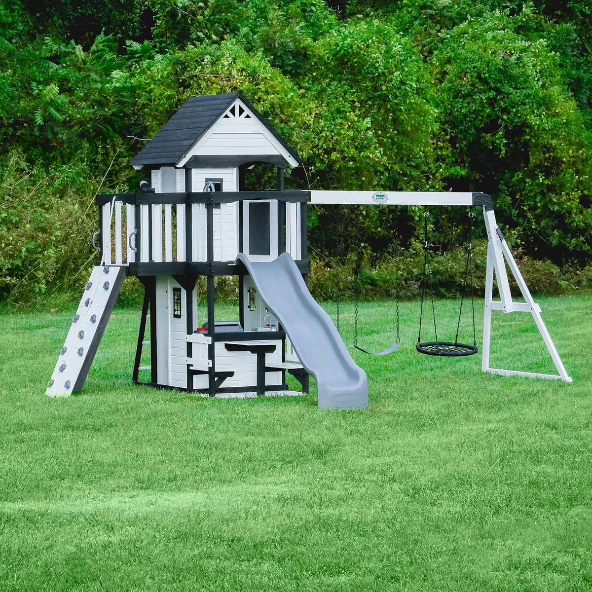 Backyard Discovery Canyon Creek Cedar Wood Swing Set with Wave Slide. Clubhouse. Play Kitchen. Picnic Area - Product image 5