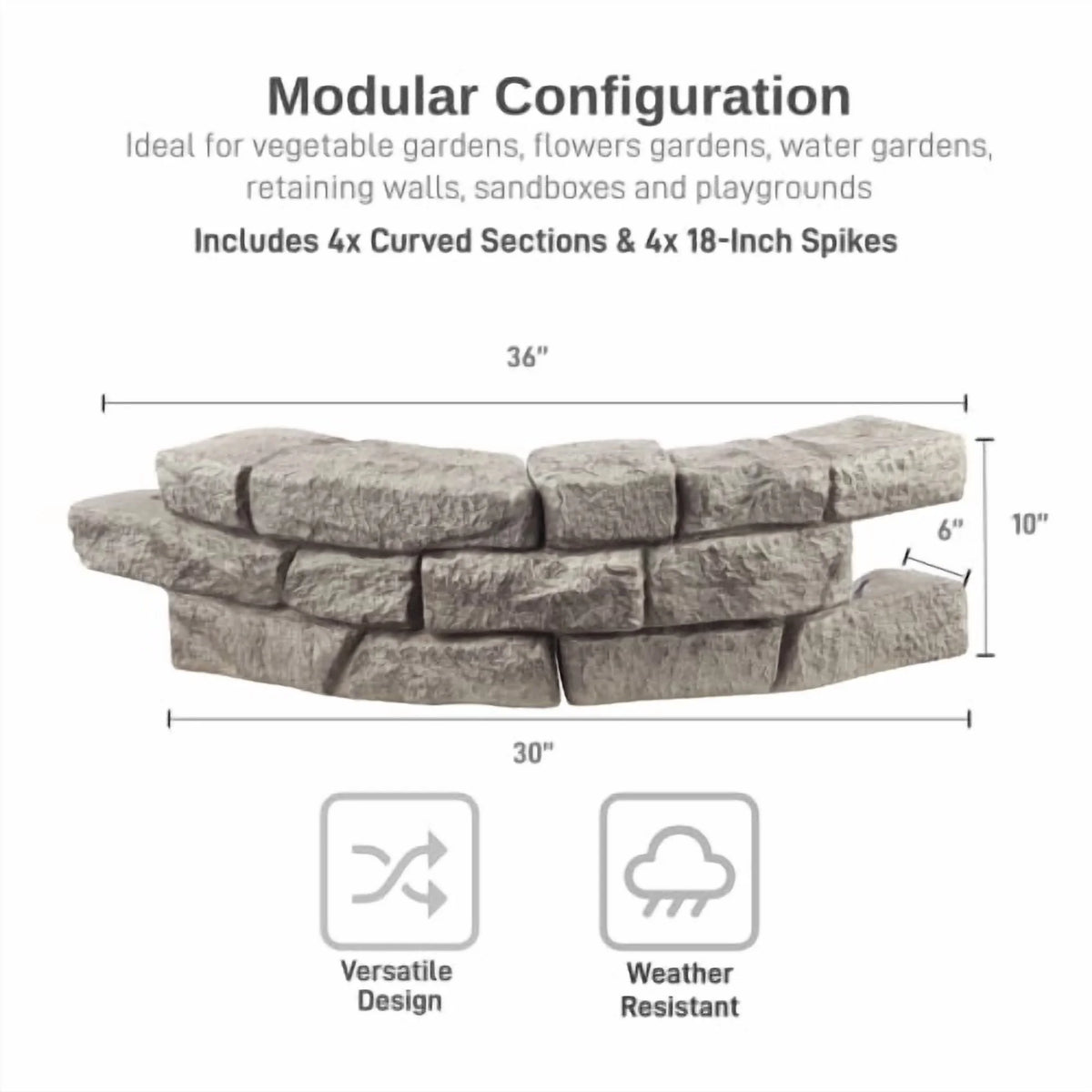 RTS Home Accents Rock Lock Raised Garden Bed Curved Rock (Pack of 4) - Product image 3