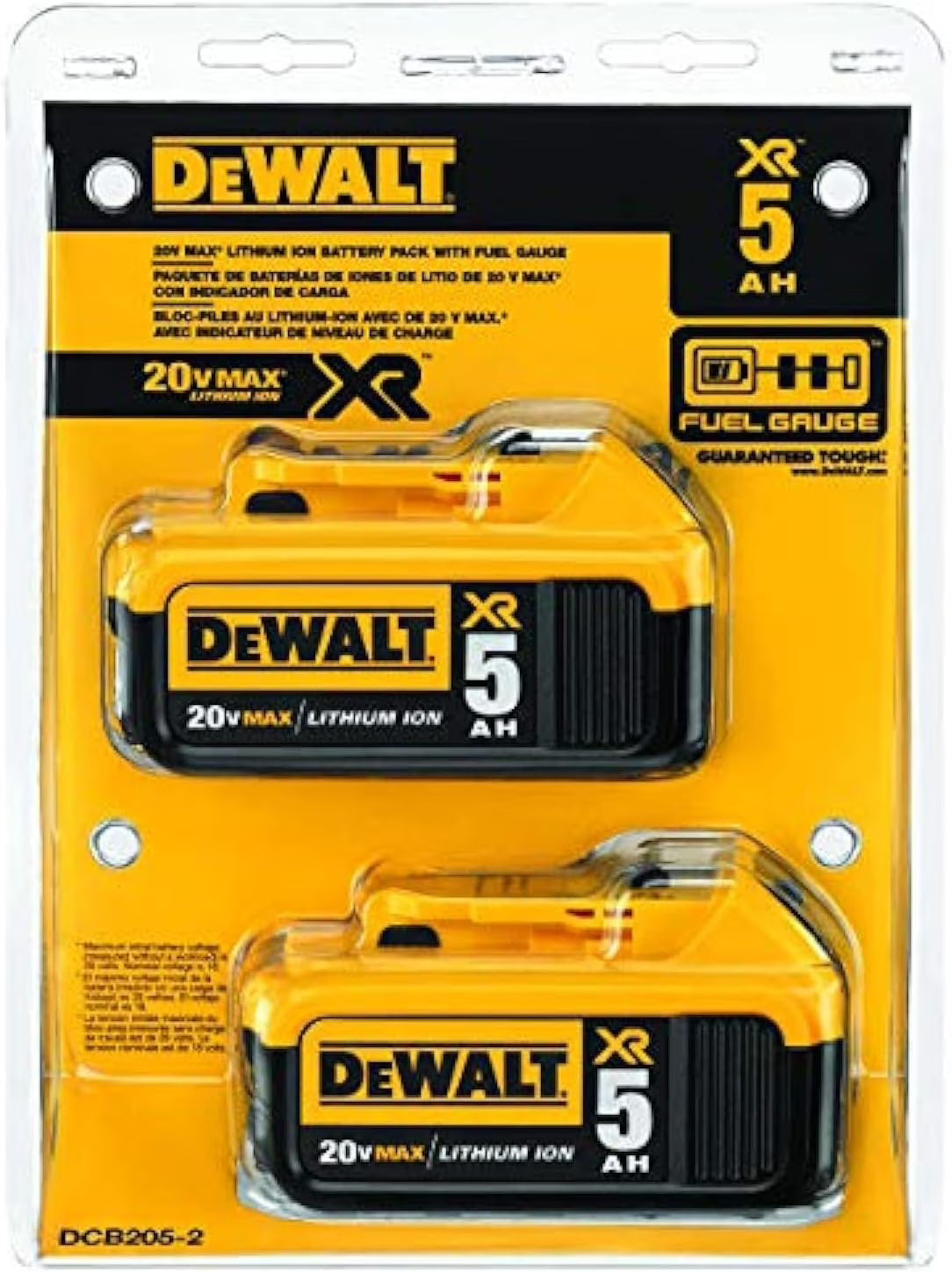 DEWALT 20V MAX XR 5.0AH 2 Pack Batteries - Product image 1