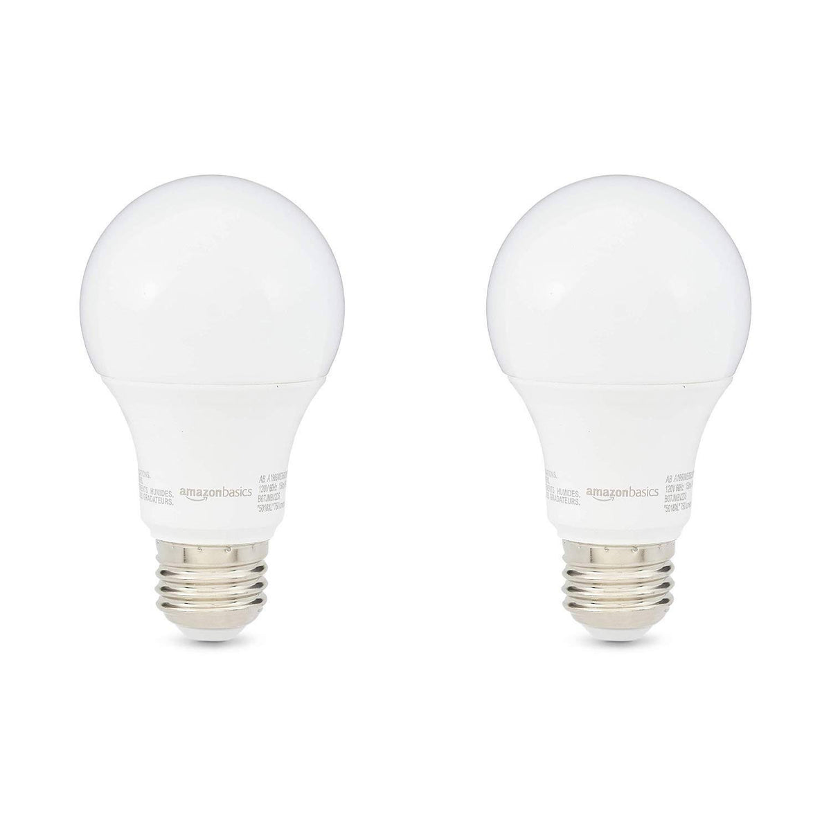 AmazonBasics 60W Equivalent, Soft White, Non-Dimmable, 10,000 Hour Lifetime, A19 LED Light Bulb | 2-Pack