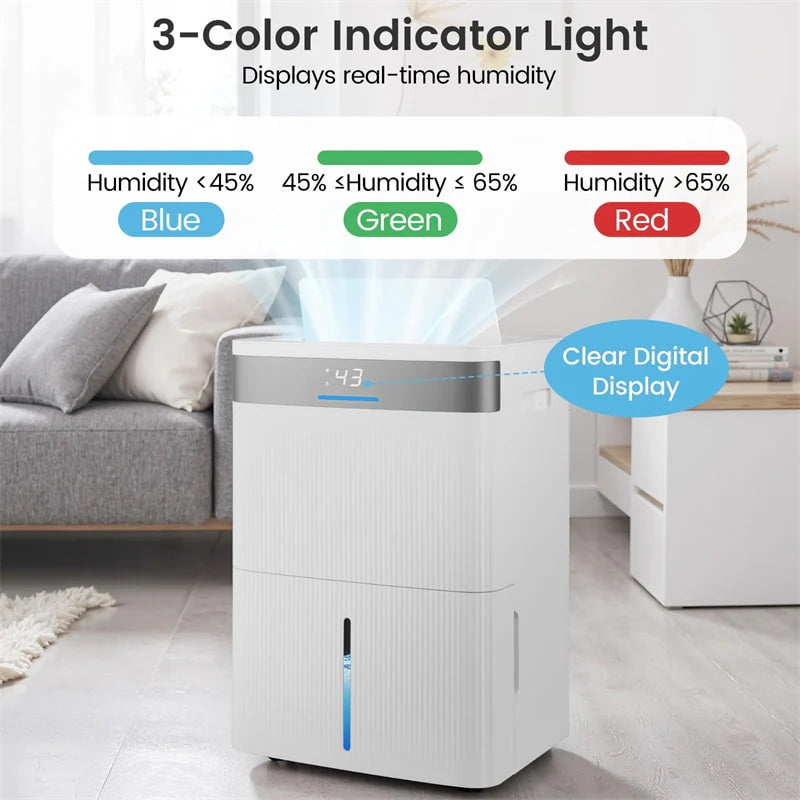5500 Sq.Ft 96 Pint Dehumidifier for Basement, Portable Home Dehumidifier with Drain Hose, Auto Defrost - Product image 7