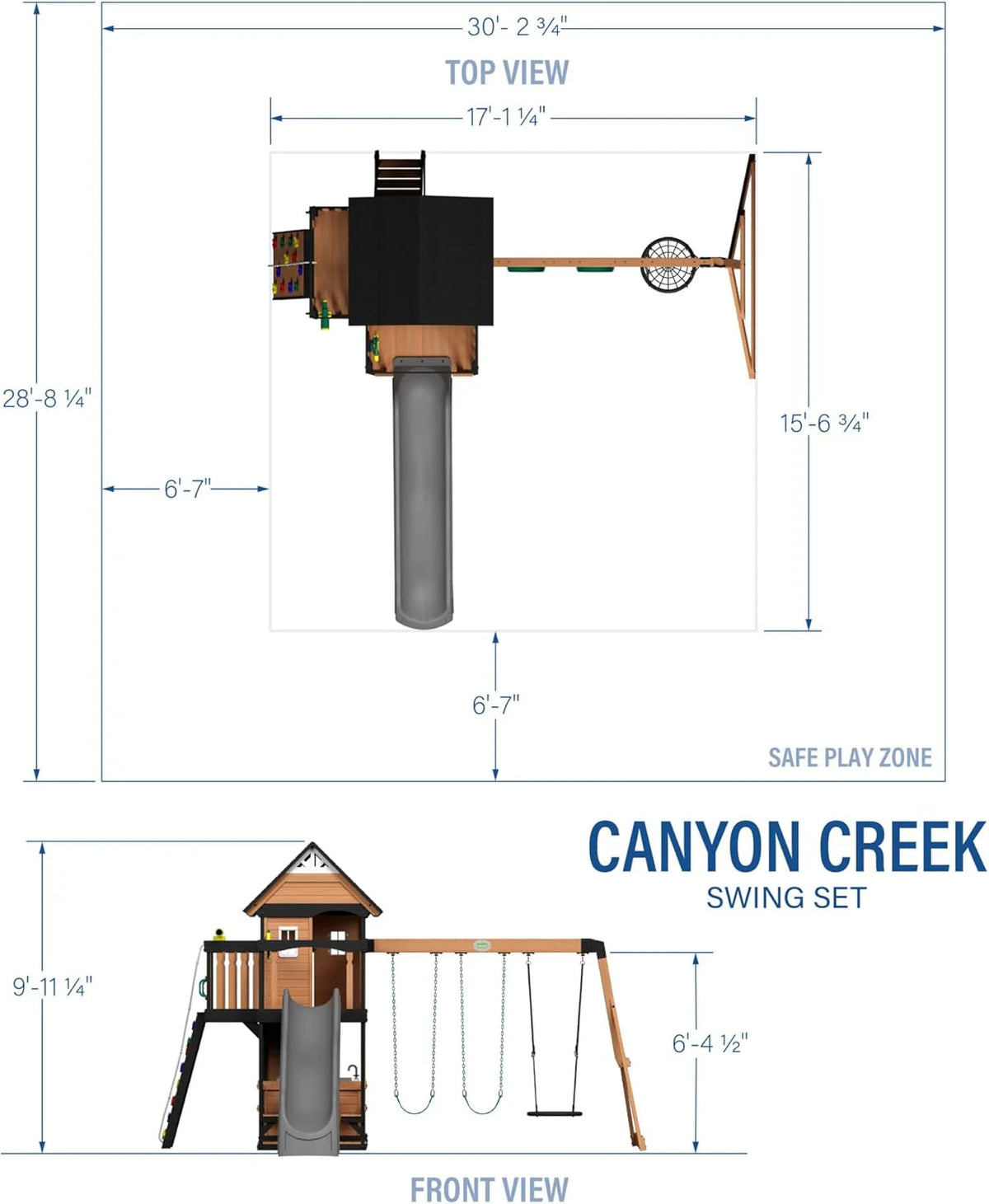 Backyard Discovery Canyon Creek Cedar Wood Swing Set with Wave Slide. Clubhouse. Play Kitchen - Product image 22
