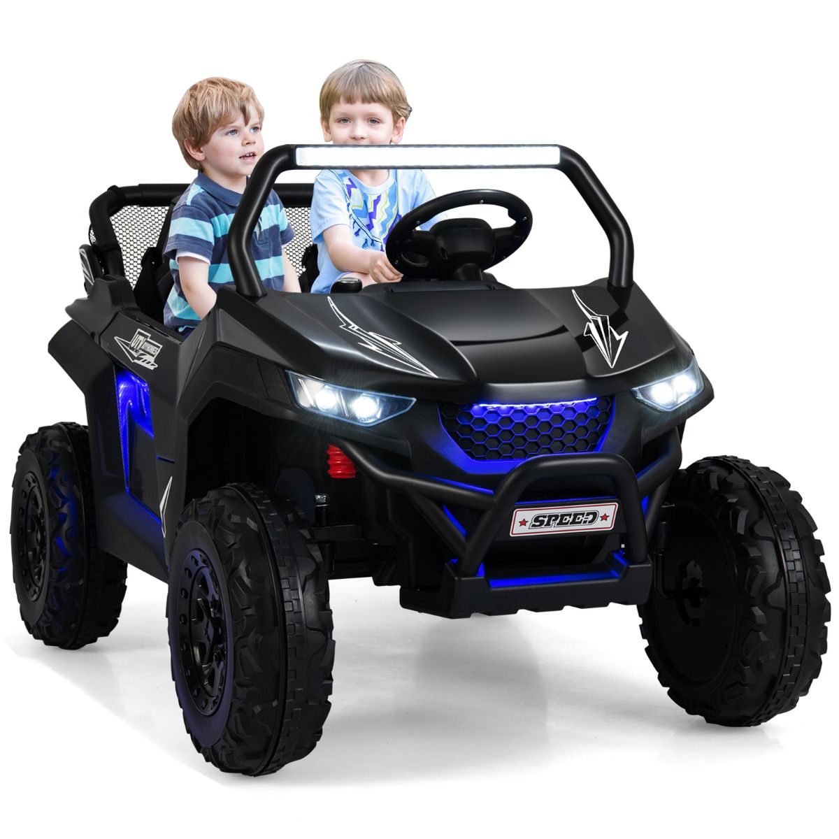 Children's Electric Car 12 V Remote Control for 3-8 Years 2 Speeds Suspension Spring Load 59KG 118x74x71CM Black/Pink/Red -