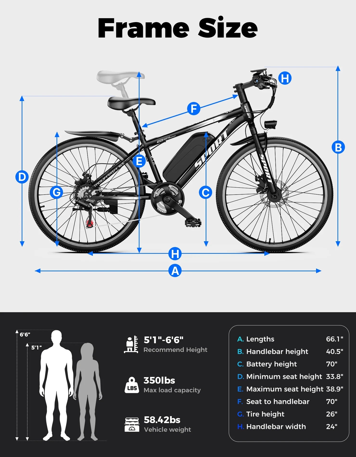 AZHAR Electric Bike for Adults, 26" Electric Mountain Bike, 1200W Peak Power Motor, up to 25 MPH 45 Miles - Product image 8