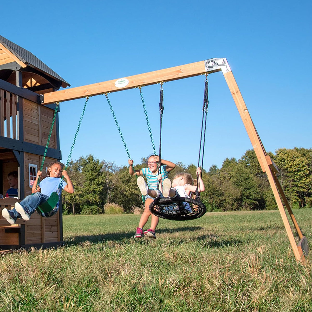 Backyard Discovery Canyon Creek Cedar Wood Swing Set with Wave Slide. Clubhouse. Play Kitchen - Product image 11