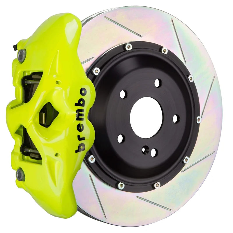 Brembo GT Systems 380x28 2-Piece 4 Piston Fluorescent Yellow Slotted Rear