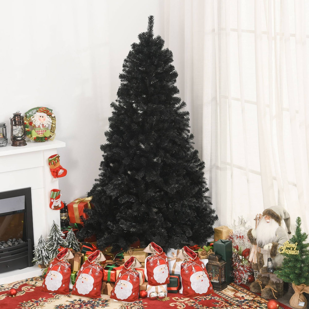 HOMCOM 7ft Artificial Christmas Tree Holiday Home Decoration Automatic Open Black Halloween Style - Product image 1