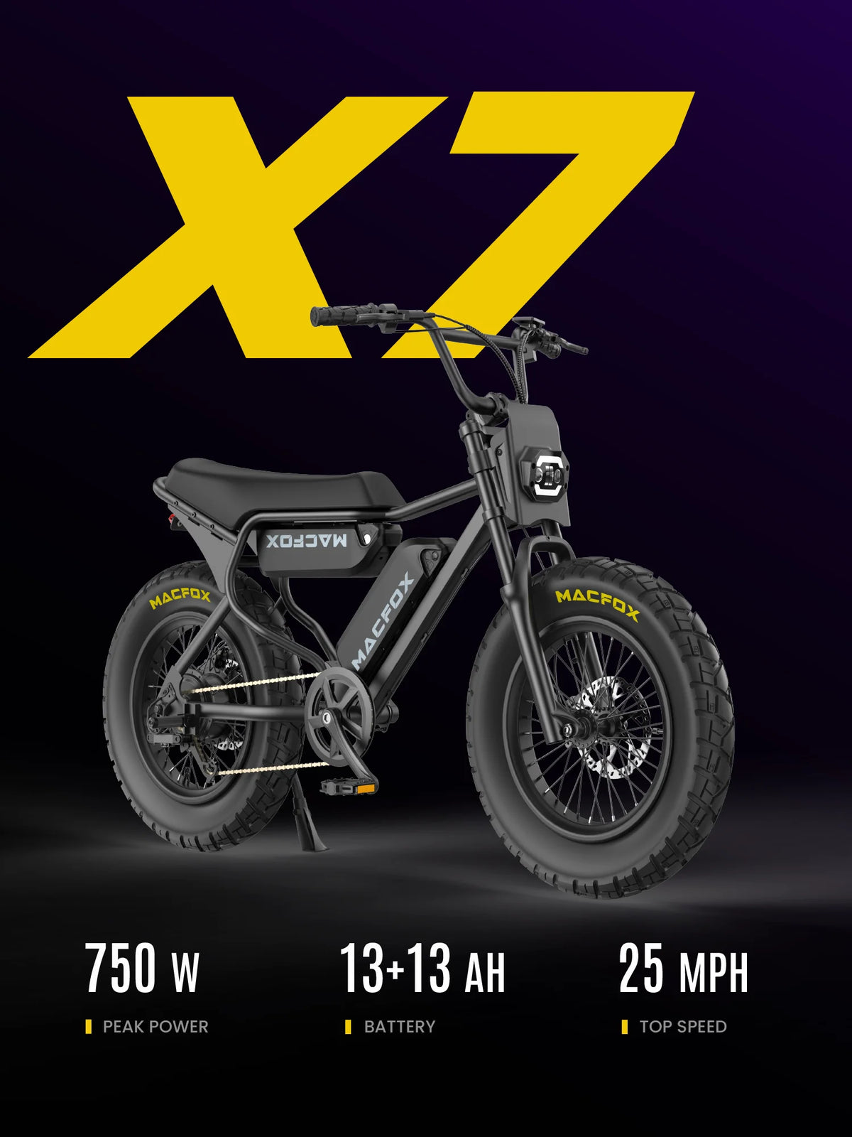 MACFOX X7 Adult Electric Bike, 750W E - Bike, 25 MPH, 48V 13ah Removable Battery, 35 - Mile Range - Product image 9
