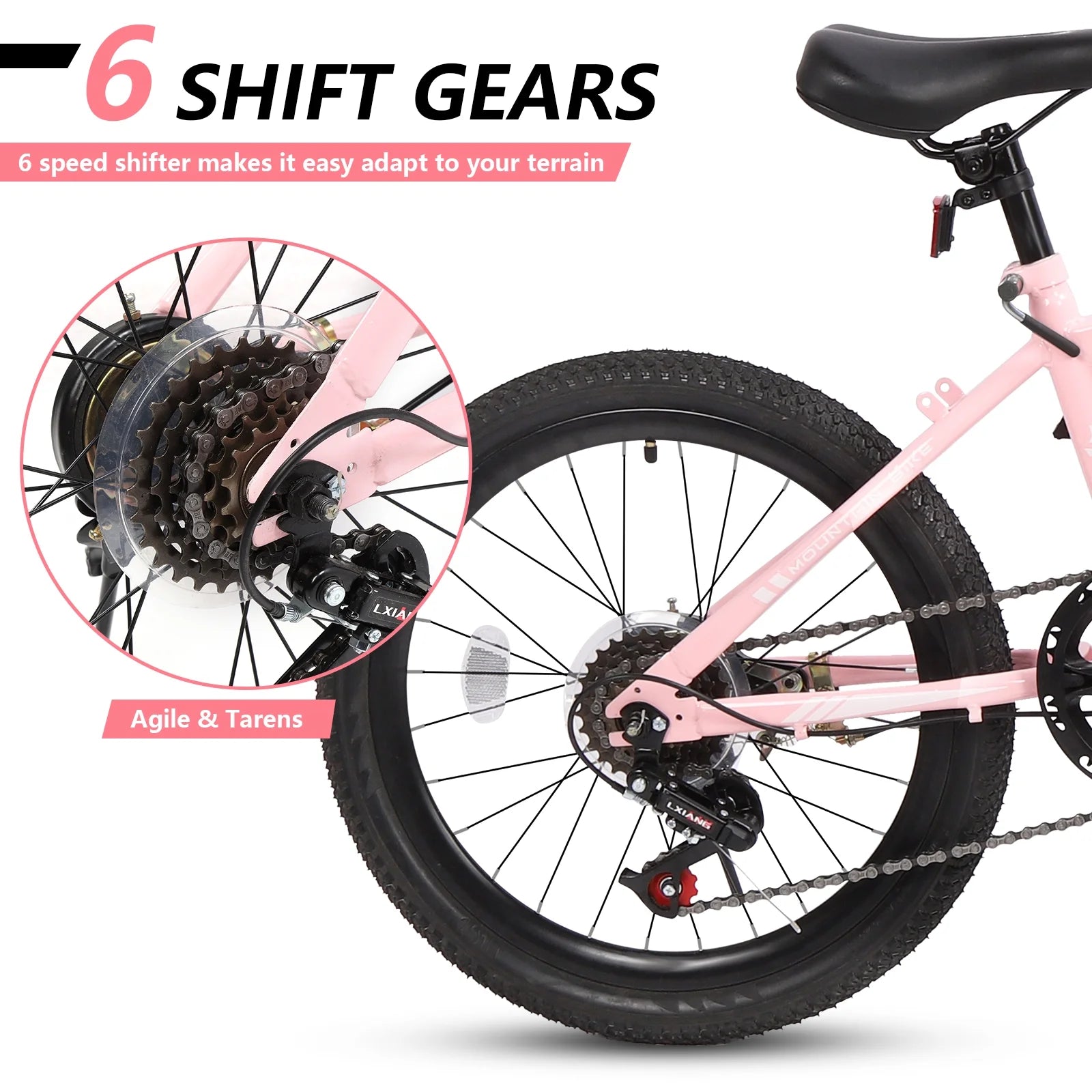 SPPTTY 20 - 24 in Bike, 6 - Speed Mountain Bike for Men Women Boys Girls, Comfort Saddle, Blue - Product image 24