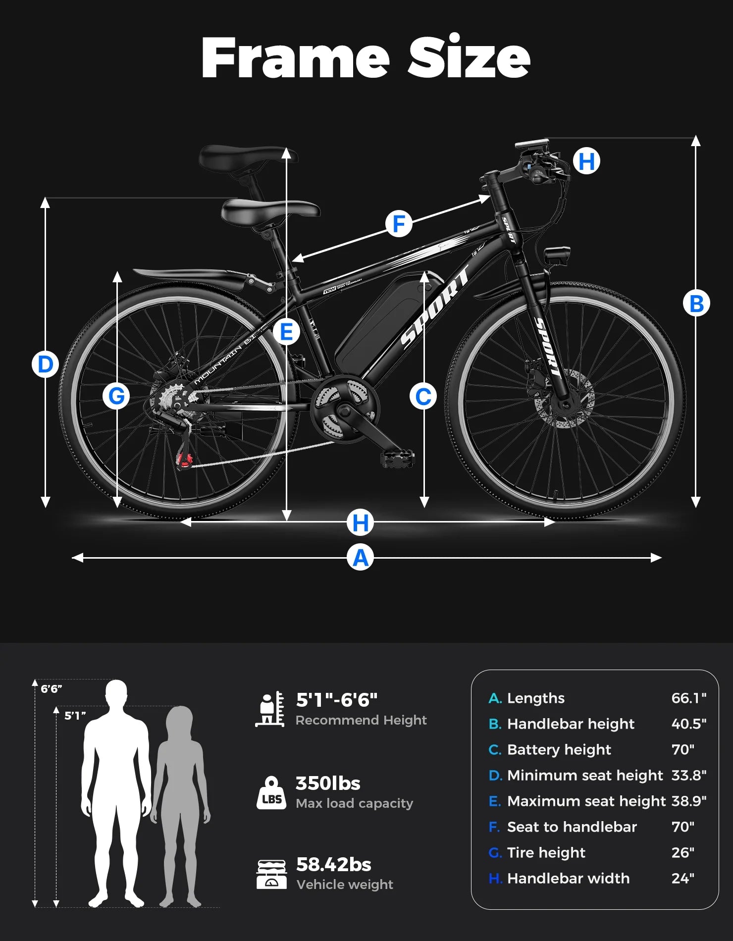 AZHAR Electric Bike for Adults, 26" Electric Mountain Bike, 1200W Peak Power Motor, up to 25 MPH 45 Miles - Product image 3