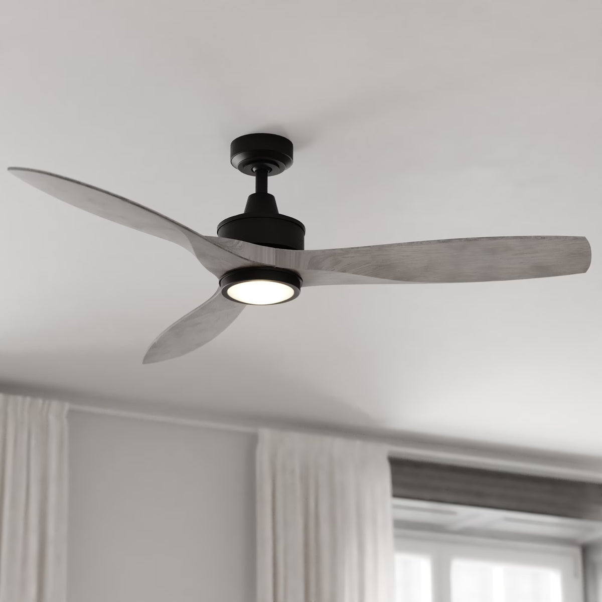 Vaxcel Curtiss Satin Brass Mid - Century Modern MCM Wood Propeller Ceiling Fan with LED Light Kit and - Product image 5