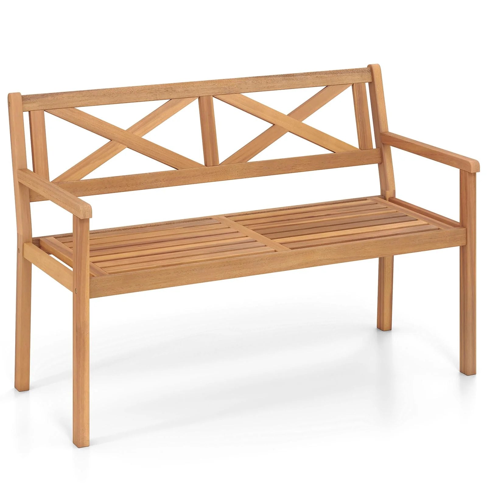 Tangkula Acacia Wood Outdoor Loveseat Bench 2-Person Patio Garden Bench - Product image 1