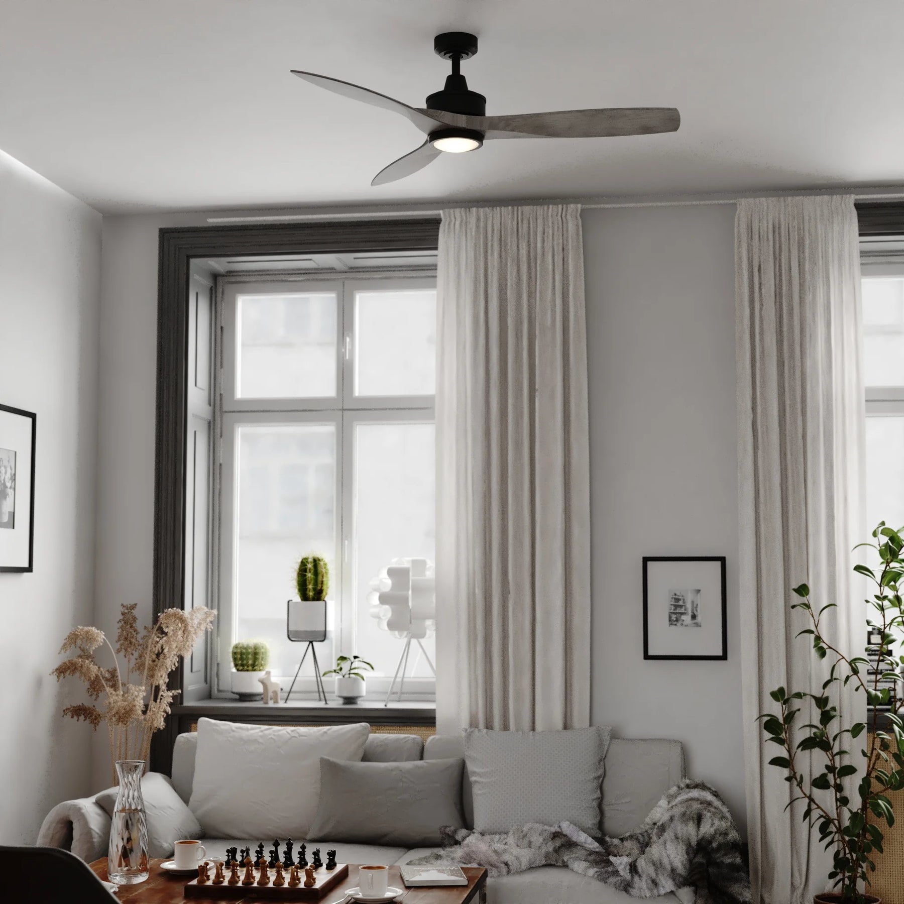 Vaxcel Curtiss Satin Brass Mid - Century Modern MCM Wood Propeller Ceiling Fan with LED Light Kit and - Product image 26