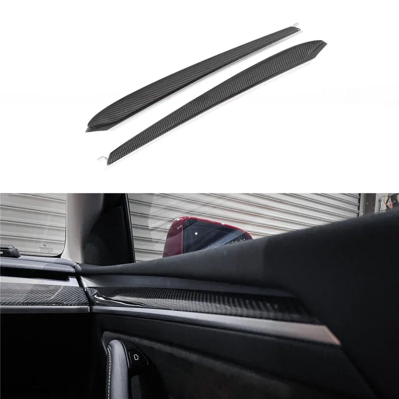 Repalcement Real Carbon Fiber Front Door Trim Panel for Model 3 / Y 2021-2023