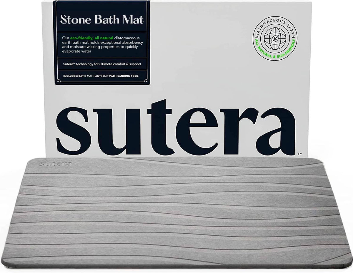 Sutera Stone Bath Mat, Diatomaceous Earth Shower Mat, Non-Slip Super Absorbent Quick Drying Bathroom Floor - Product image 1