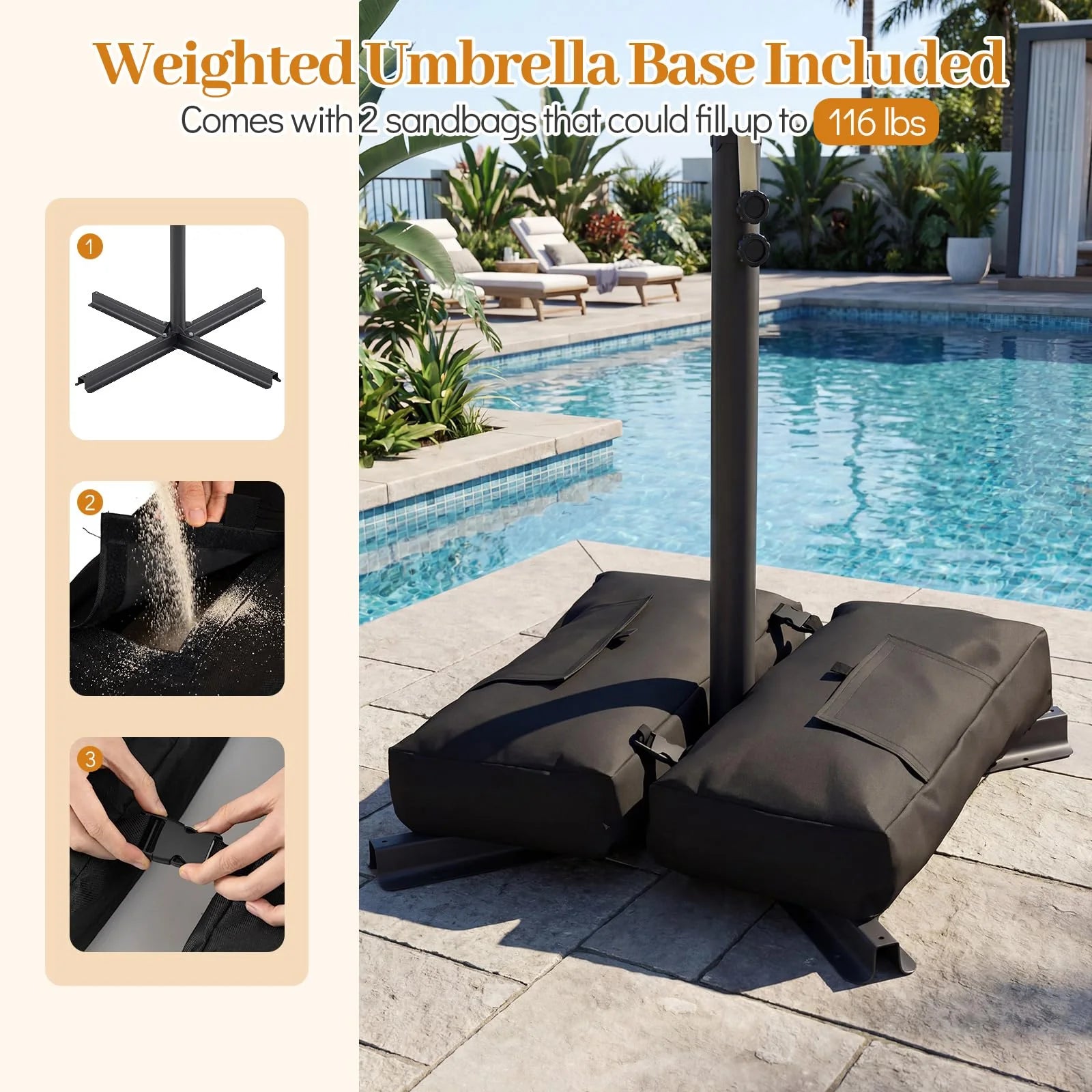 Tangkula 8x8 FT Patio Umbrella with Base Included - Product image 7