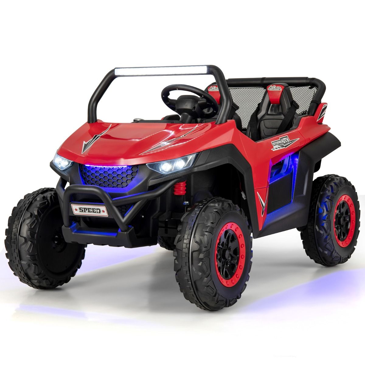 Children's Electric Car 12 V Remote Control for 3-8 Years 2 Speeds Suspension Spring Load 59KG 118x74x71CM Black/Pink/Red -