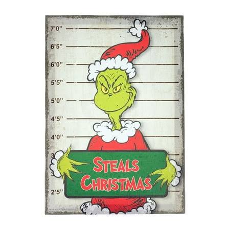 The Grinch Who Stole Christmas, The Grinch Steals Christmas Canvas Wall Sign, 11.8 inch Tall, Green - Product image 1