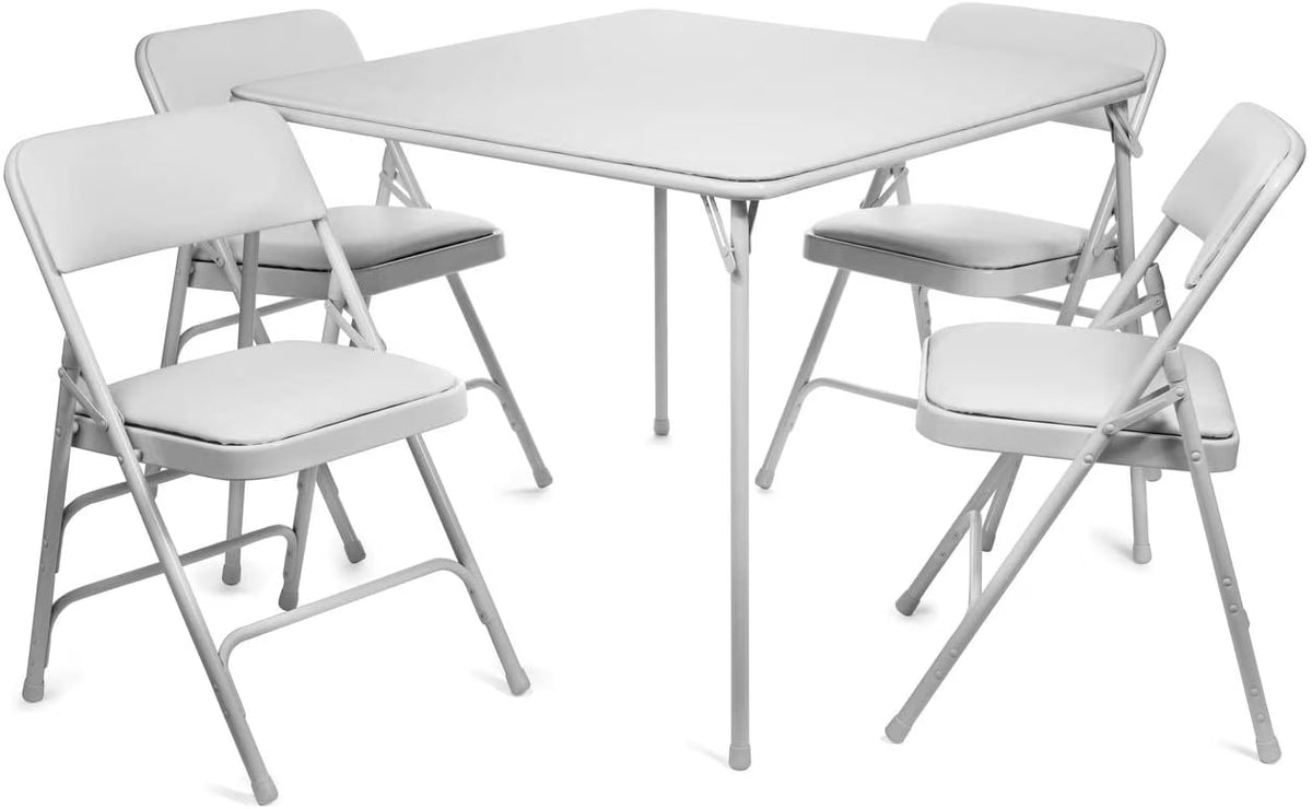 5pc. XL Series Folding Card Table and Triple Braced Vinyl Padded Chair Set, Commercial Quality, Grey - Product image 3