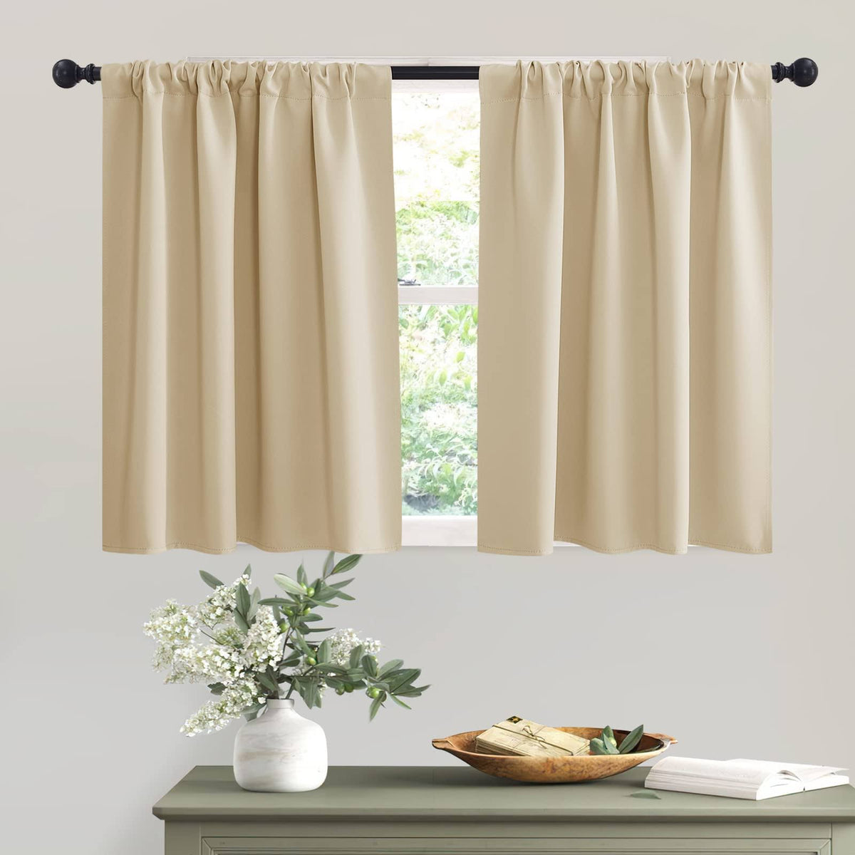 RYB Home Thermal Insulated Curtains Blackout Small Window Curtains Light Block Privacy for Bathroom Kitchen - Product image 1