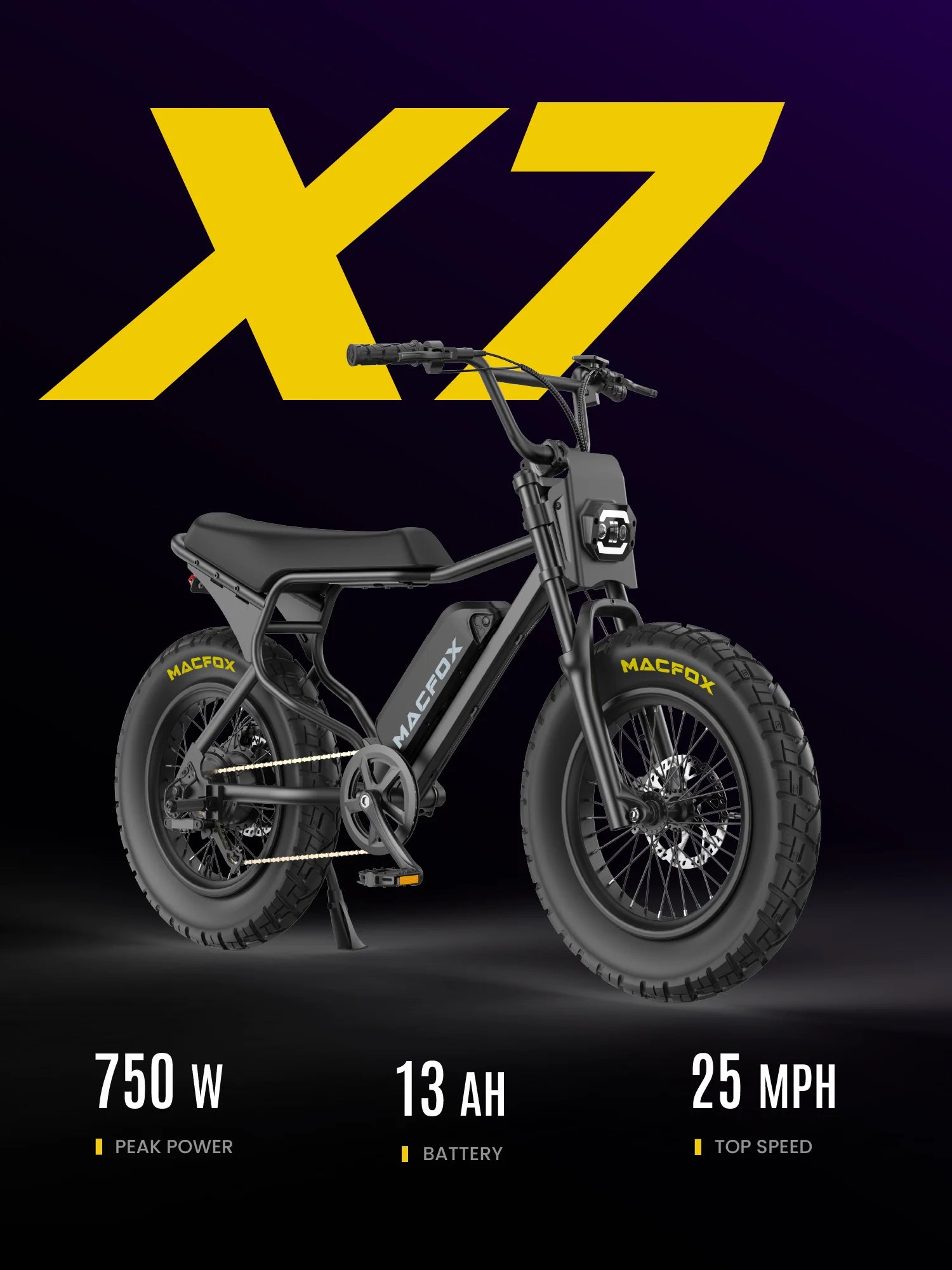 MACFOX X7 Adult Electric Bike, 750W E - Bike, 25 MPH, 48V 13ah Removable Battery, 35 - Mile Range - Product image 4