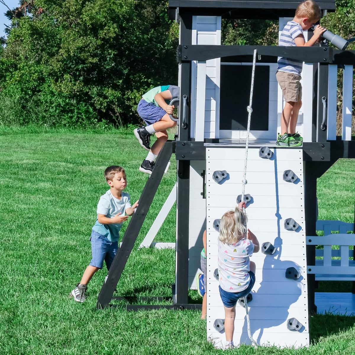 Backyard Discovery Canyon Creek Cedar Wood Swing Set with Wave Slide. Clubhouse. Play Kitchen - Product image 21