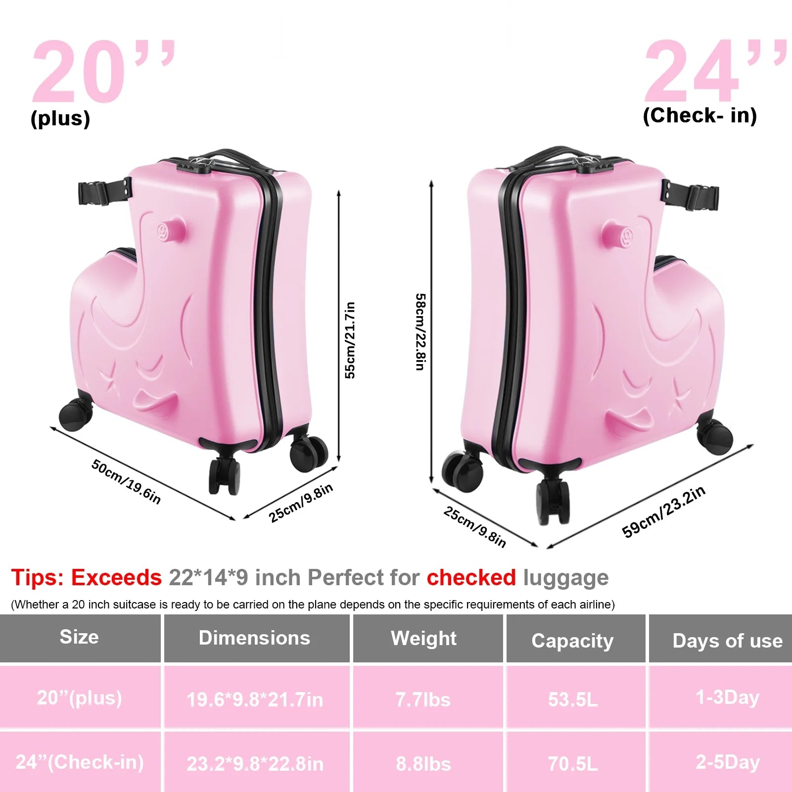 VAHIGCY Kids Luggage, Kids Ride - on Luggage with Spinner Wheels Suitcase, Kid'S Ride - Product image 14