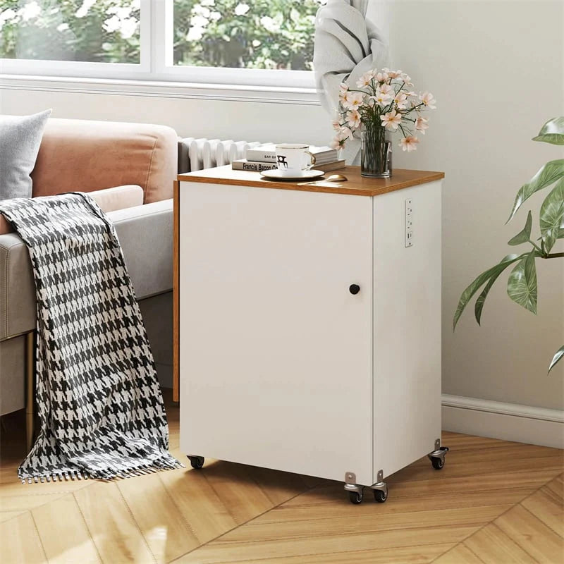 Folding Sewing Table with Charging Station, Rolling Craft Table w/ 3 Storage Trays & Shelf - Product image 9