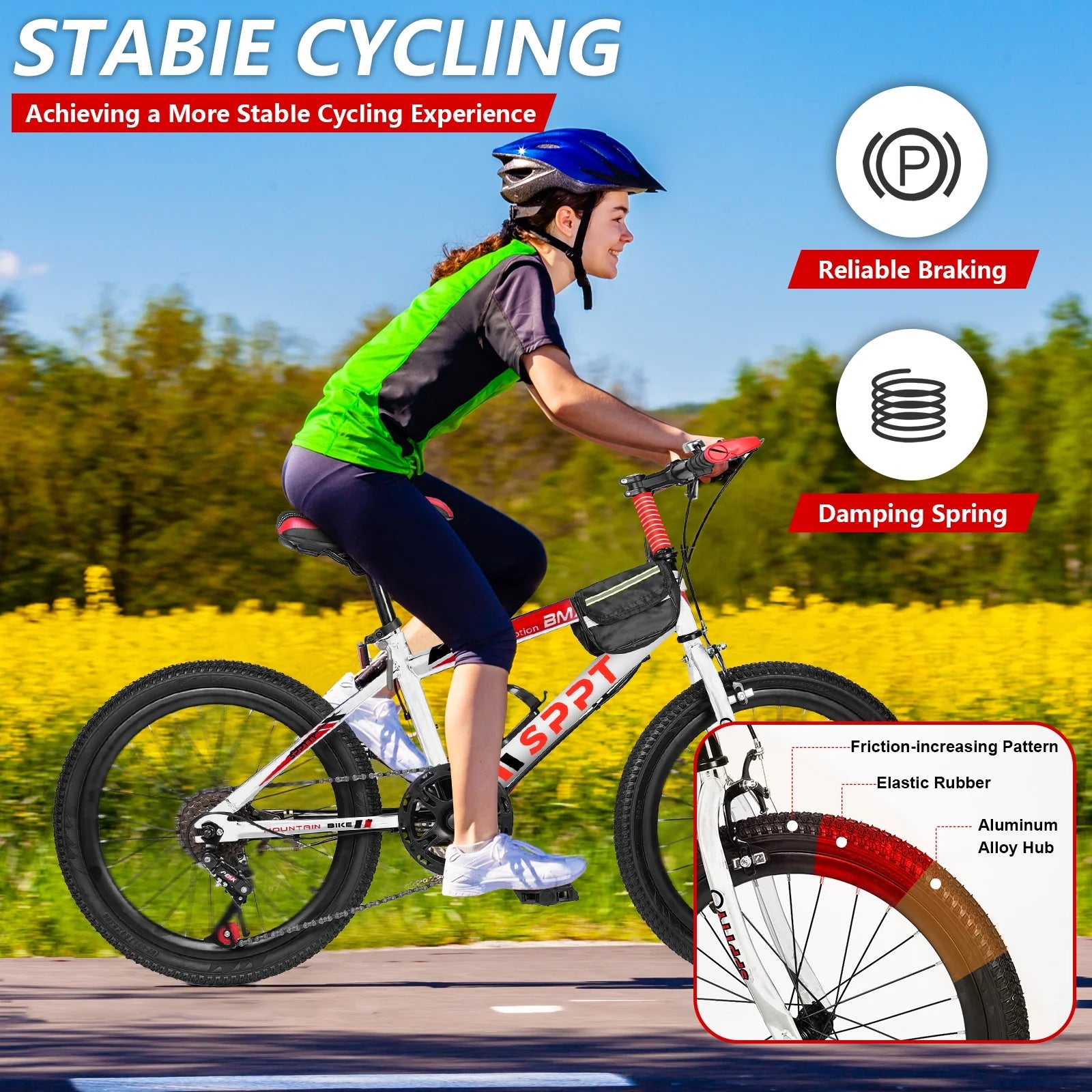 SPPTTY 20 - 24 in Bike, 6 - Speed Mountain Bike for Men Women Boys Girls, Comfort Saddle, Blue - Product image 30
