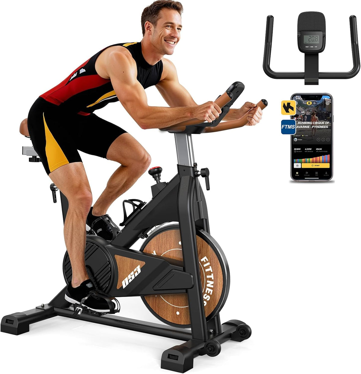 MettleMatic Exercise Bike Ergometer with Bluetooth: Exercise Bike with Magnetic Resistance - Indoor Fitness Bike with LCD Display - Maximum Load: 160 kg