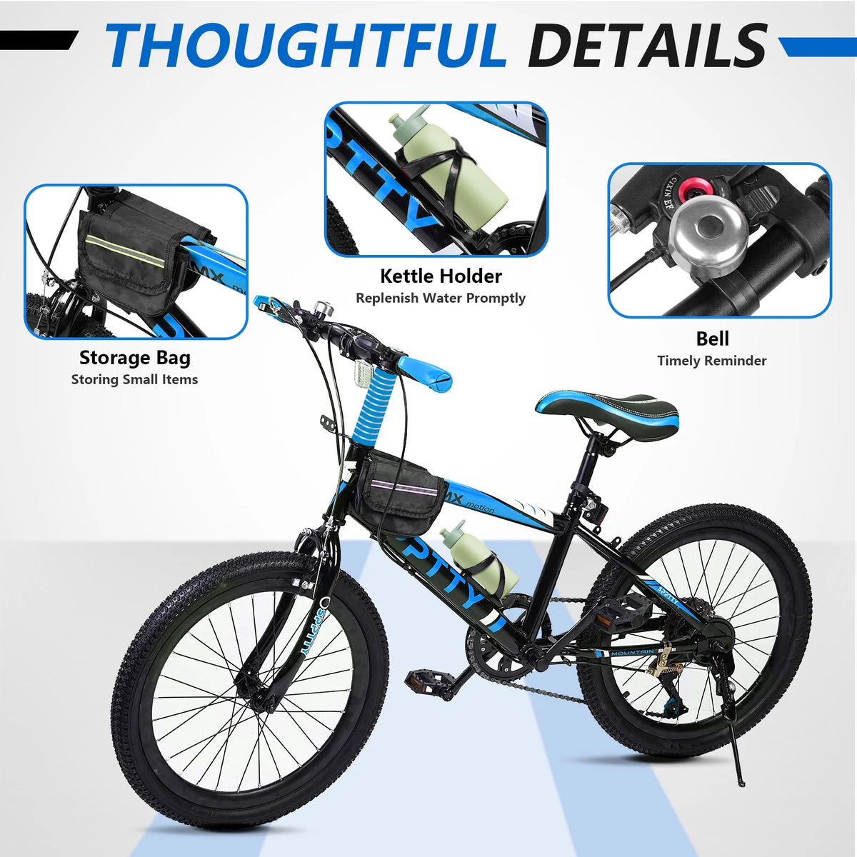 SPPTTY 20 - 24 in Bike, 6 - Speed Mountain Bike for Men Women Boys Girls, Comfort Saddle, Blue - Product image 9