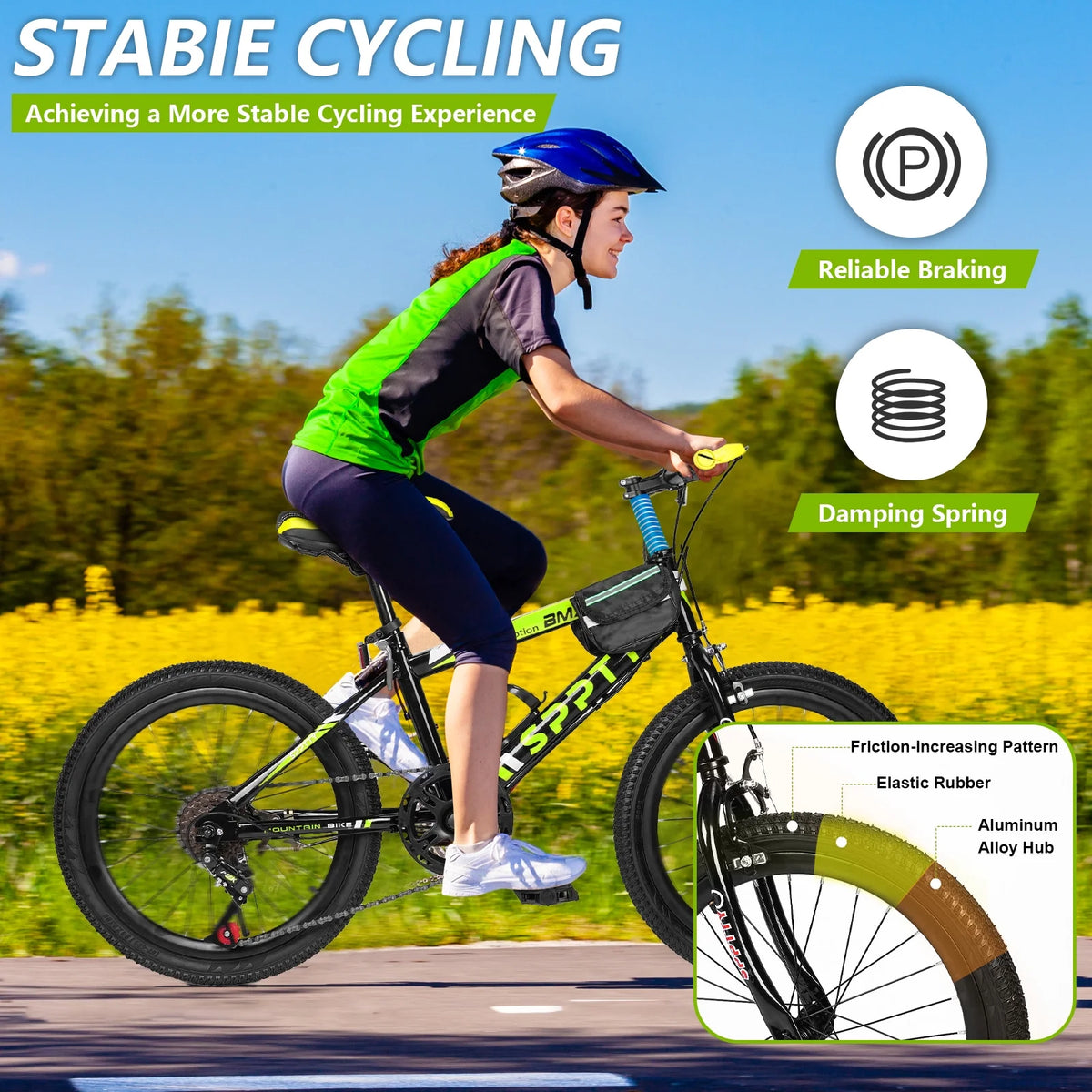 SPPTTY 20 - 24 in Bike, 6 - Speed Mountain Bike for Men Women Boys Girls, Comfort Saddle, Blue - Product image 13
