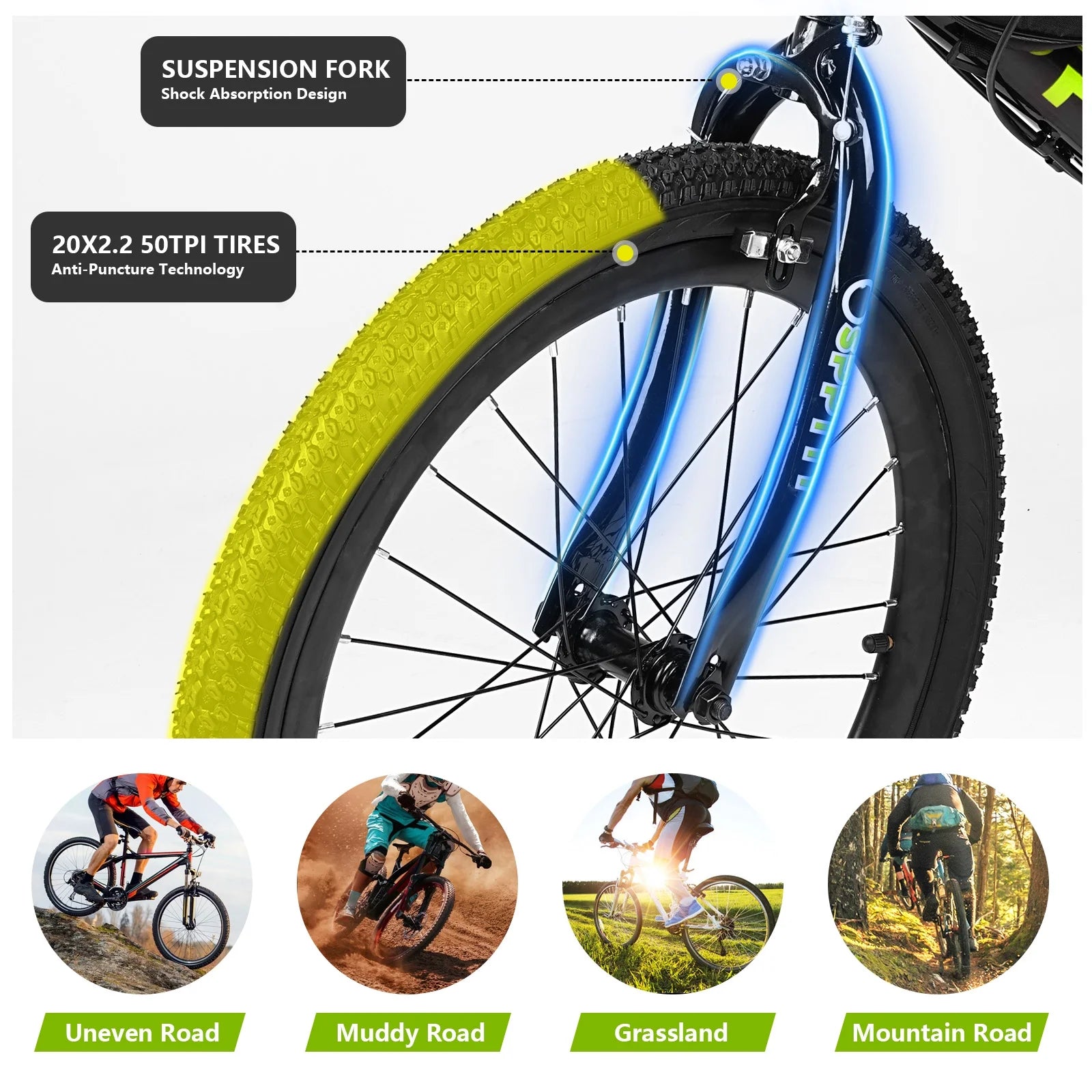 SPPTTY 20 - 24 in Bike, 6 - Speed Mountain Bike for Men Women Boys Girls, Comfort Saddle, Blue - Product image 16