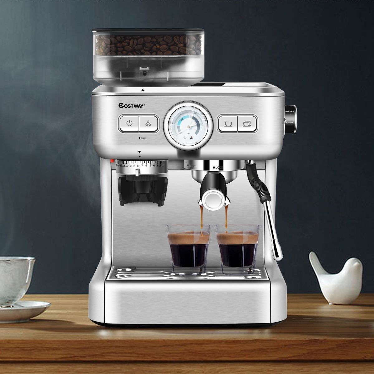 Automatic Coffee Machine with Bean Grinder 1350W 30 Adjustable Coffee Powder Levels Adjustable Temperature -
