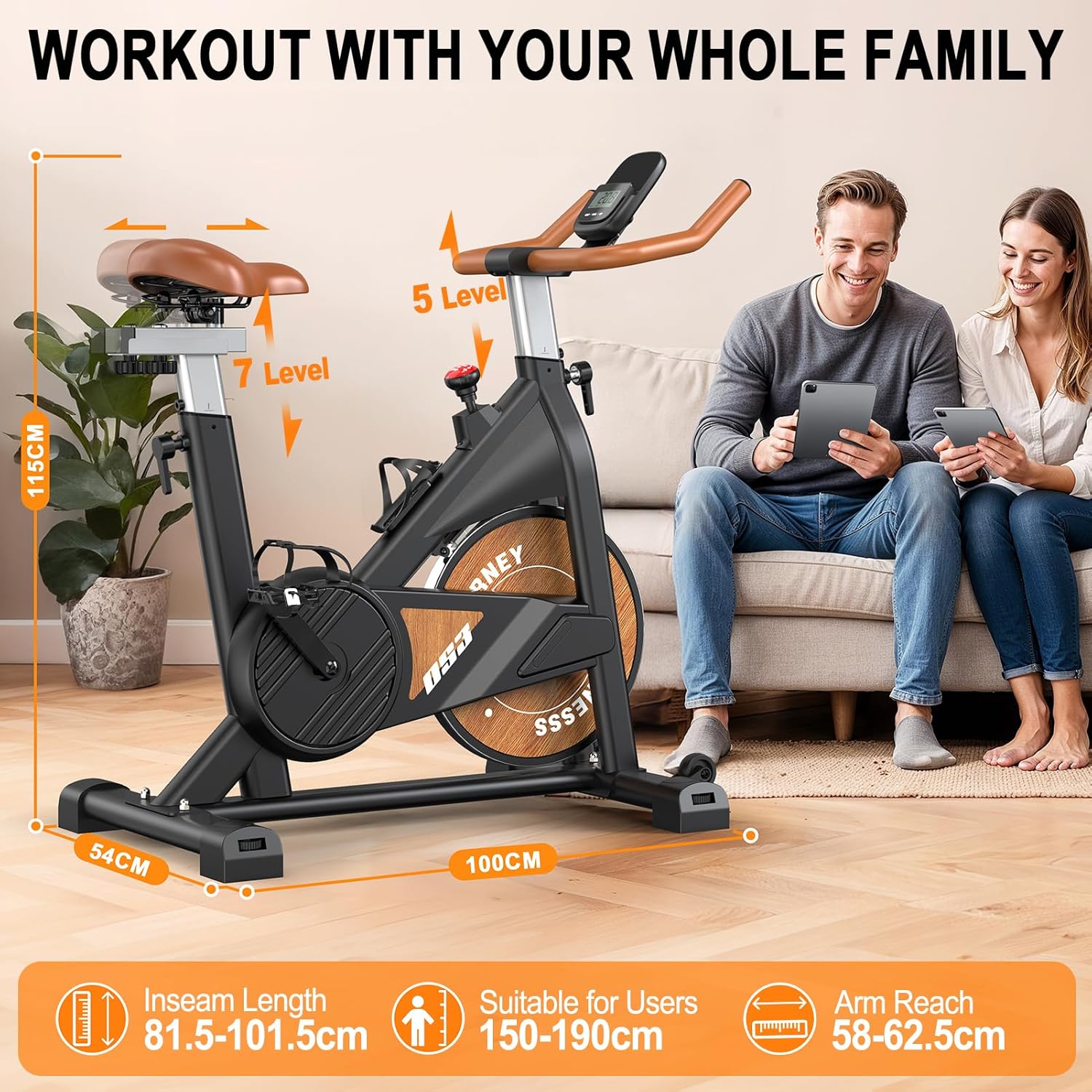 MettleMatic Exercise Bike Ergometer with Bluetooth: Exercise Bike with Magnetic Resistance - Indoor Fitness Bike with LCD Display - Maximum Load: 160 kg