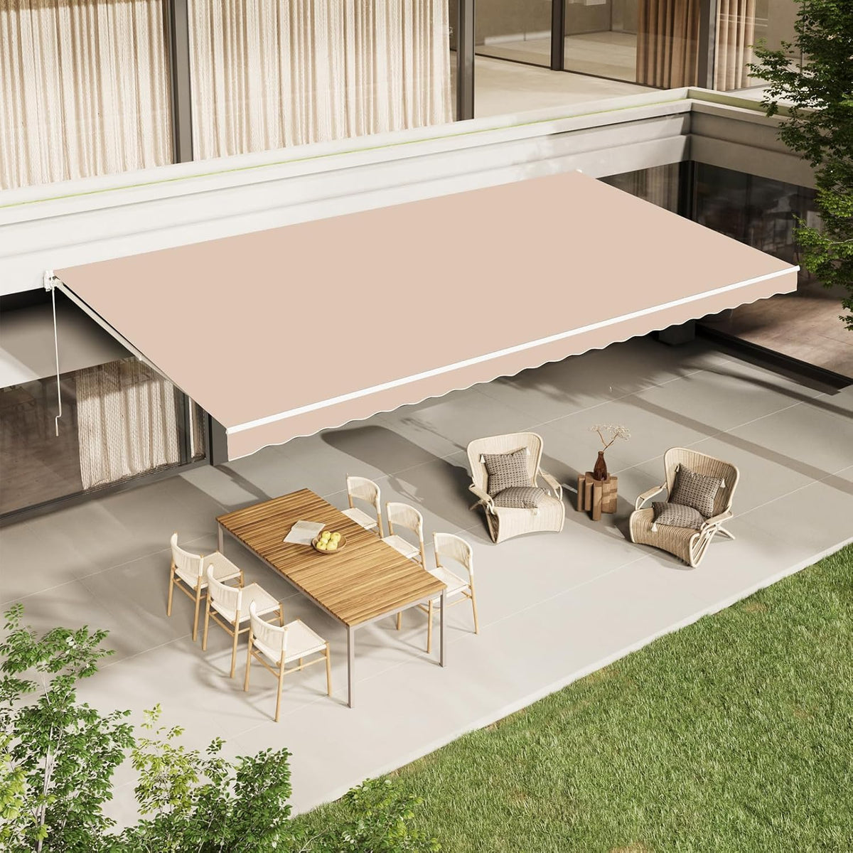AECOJOY 12'x10' Manual Retractable Awning Sun Shade, Patio Awning Canopy - Product image 9